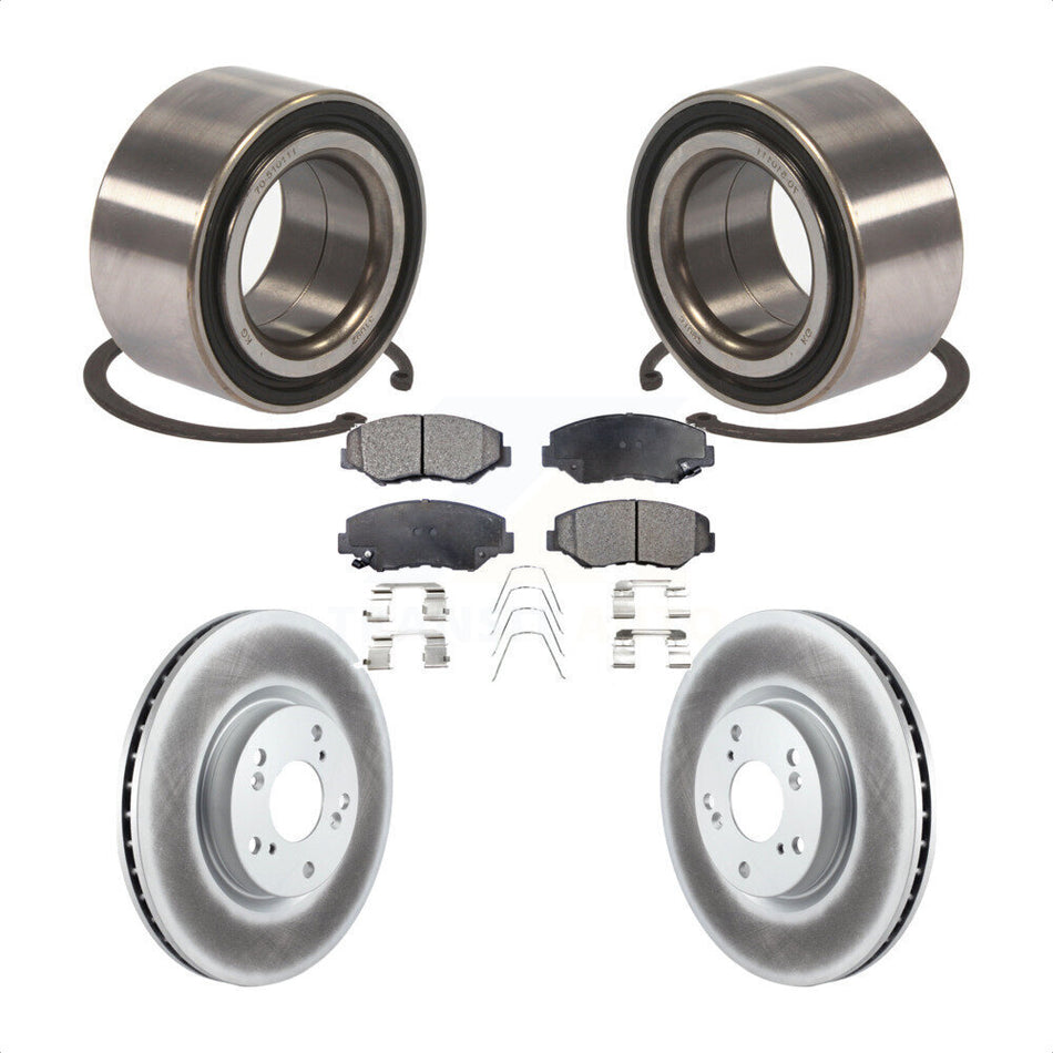 Front Wheel Bearing With Coated Disc Brake Rotors And Ceramic Pads Kit For Honda Civic Acura ILX KBB-102110 by Transit Auto