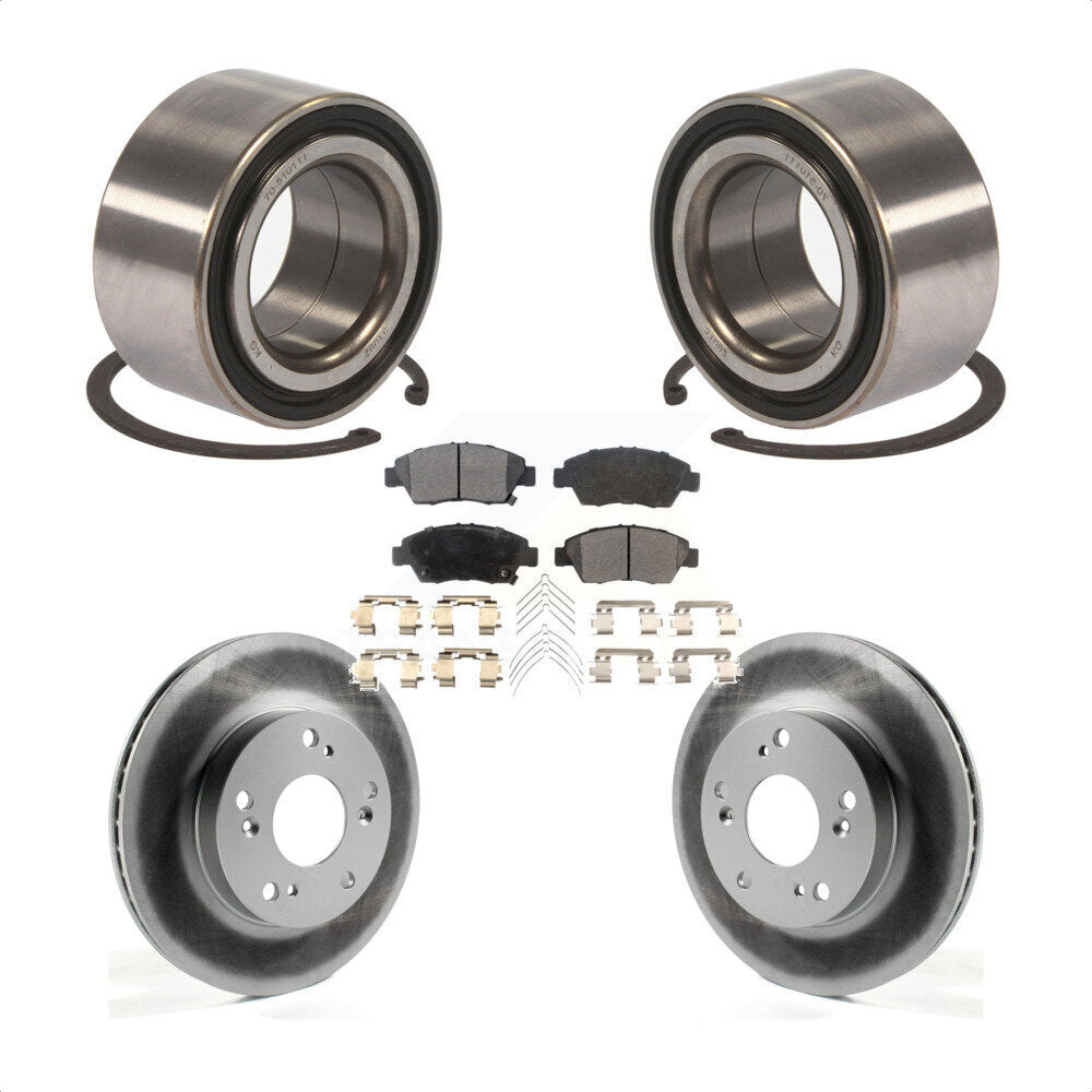 Front Wheel Bearing With Coated Disc Brake Rotors And Ceramic Pads Kit For 2015 Acura ILX 1.5L KBB-102113 by Transit Auto