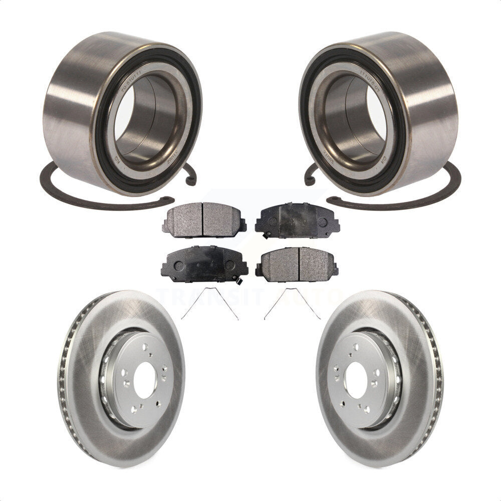 Front Wheel Bearing With Coated Disc Brake Rotors And Ceramic Pads Kit For 2016 Acura ILX KBB-102115 by Transit Auto