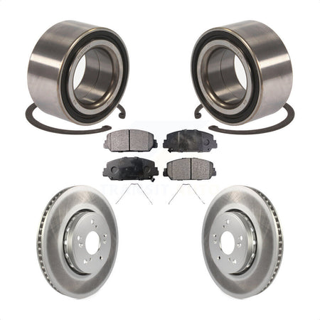 Front Wheel Bearing With Coated Disc Brake Rotors And Ceramic Pads Kit For 2016 Acura ILX KBB-102115 by Transit Auto