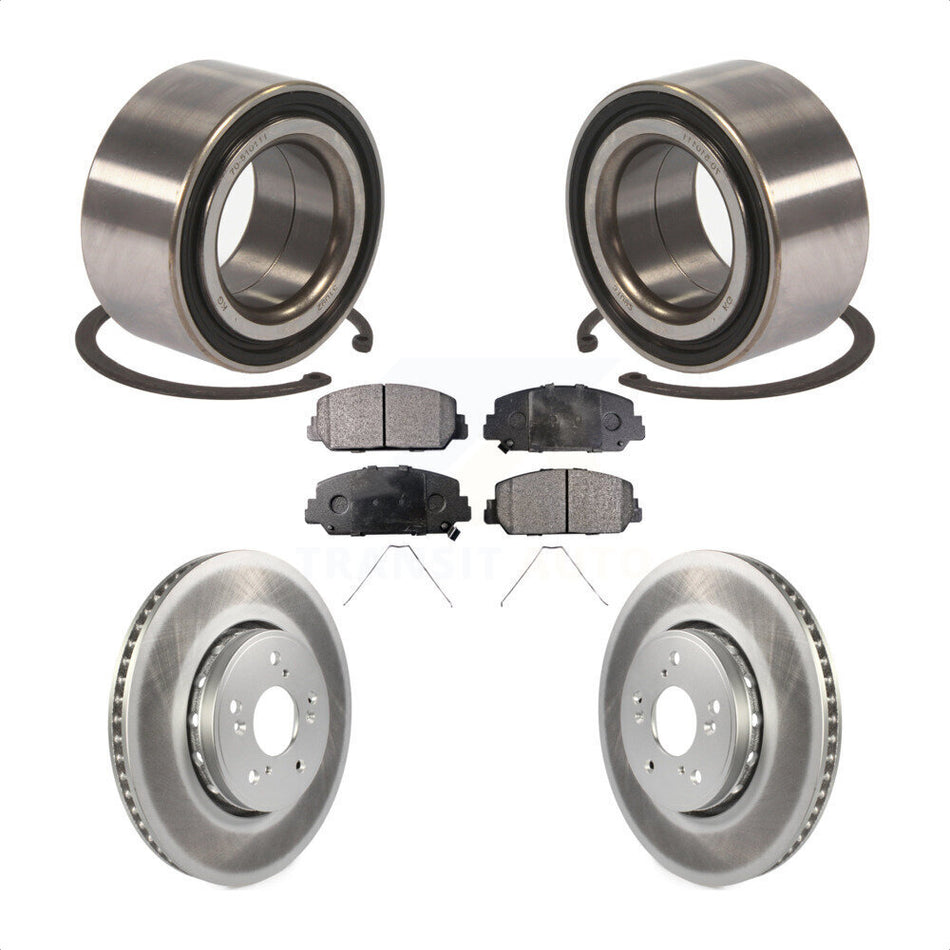 Front Wheel Bearing With Coated Disc Brake Rotors And Ceramic Pads Kit For 2016 Acura ILX KBB-102115 by Transit Auto