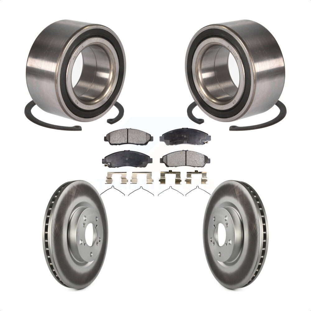 Front Wheel Bearing With Coated Disc Brake Rotors And Ceramic Pads Kit For 2016-2017 Acura RLX Sport Hybrid SH-AWD KBB-102134 by Transit Auto