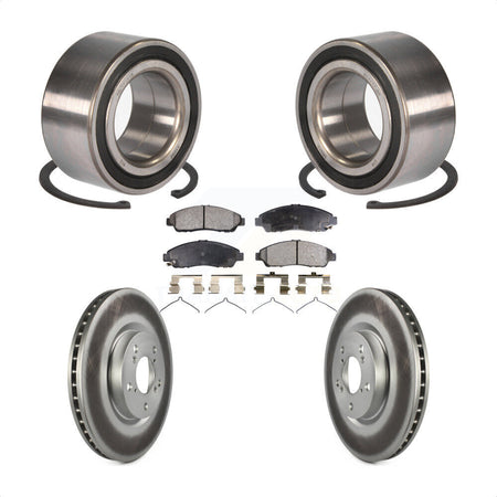 Front Wheel Bearing With Coated Disc Brake Rotors And Ceramic Pads Kit For 2016-2017 Acura RLX Sport Hybrid SH-AWD KBB-102134 by Transit Auto