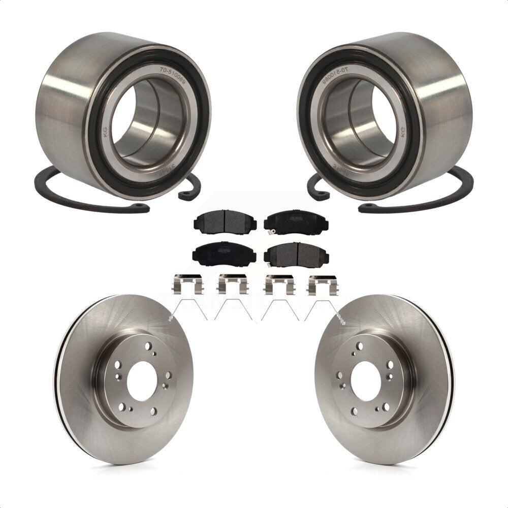 Front Wheel Bearing With Disc Brake Rotors And Semi-Metallic Pads Kit For Honda Civic KBB-102370 by Transit Auto