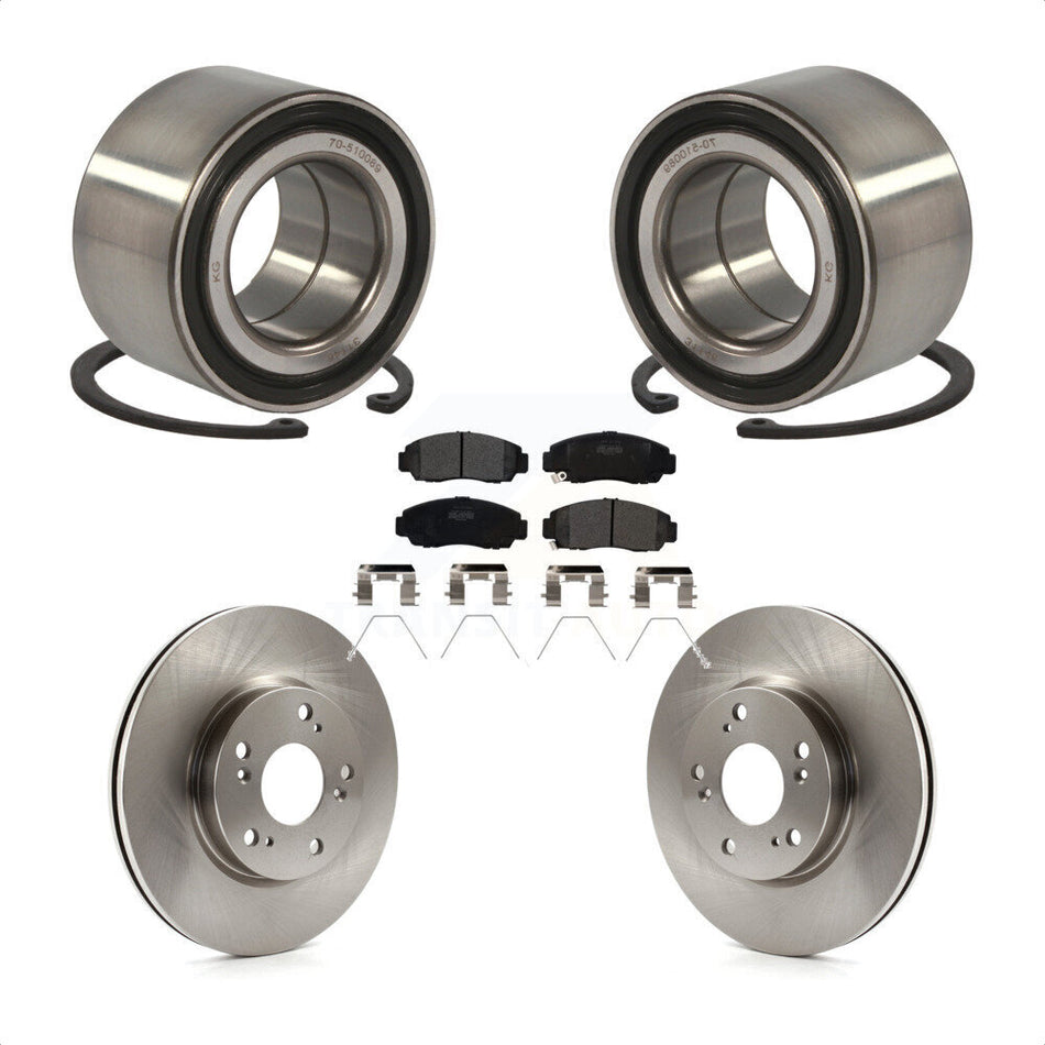 Front Wheel Bearing With Disc Brake Rotors And Semi-Metallic Pads Kit For Honda Civic KBB-102370 by Transit Auto