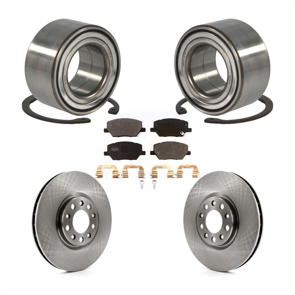 Front Wheel Bearing With Disc Brake Rotors And Semi-Metallic Pads Kit For 2018-2019 Jeep Compass KBB-102376 by Transit Auto