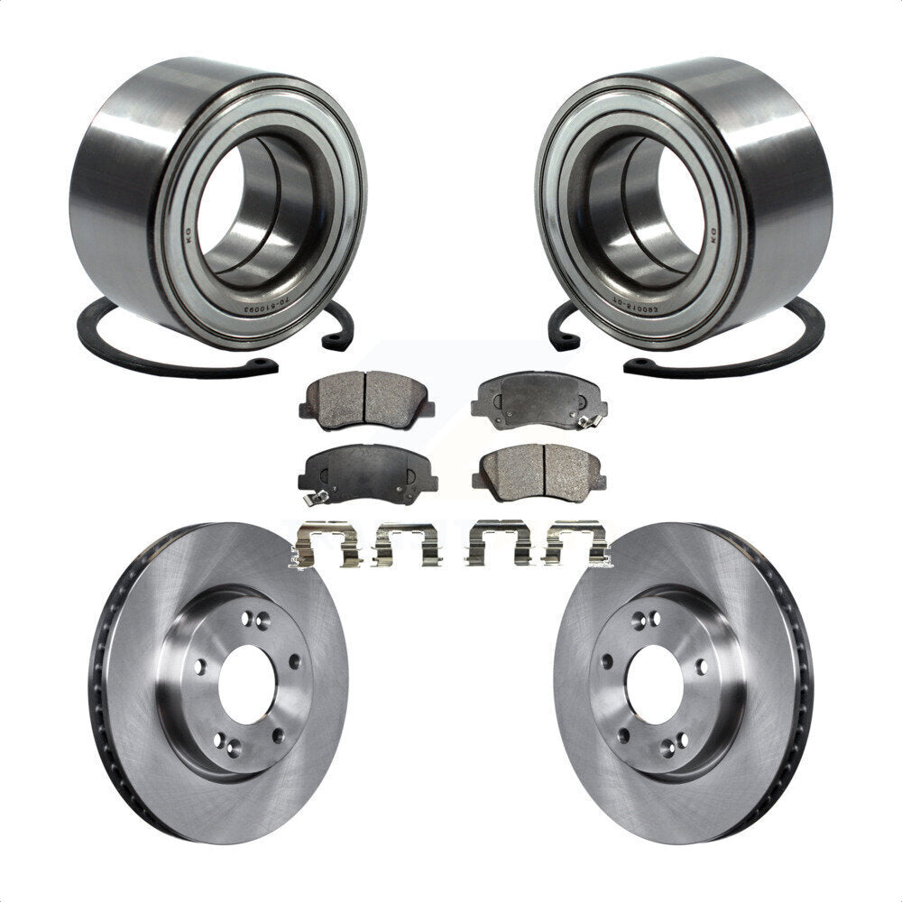 Front Wheel Bearing With Disc Brake Rotors And Semi-Metallic Pads Kit For 2014 Kia Forte5 EX KBB-102392 by Transit Auto
