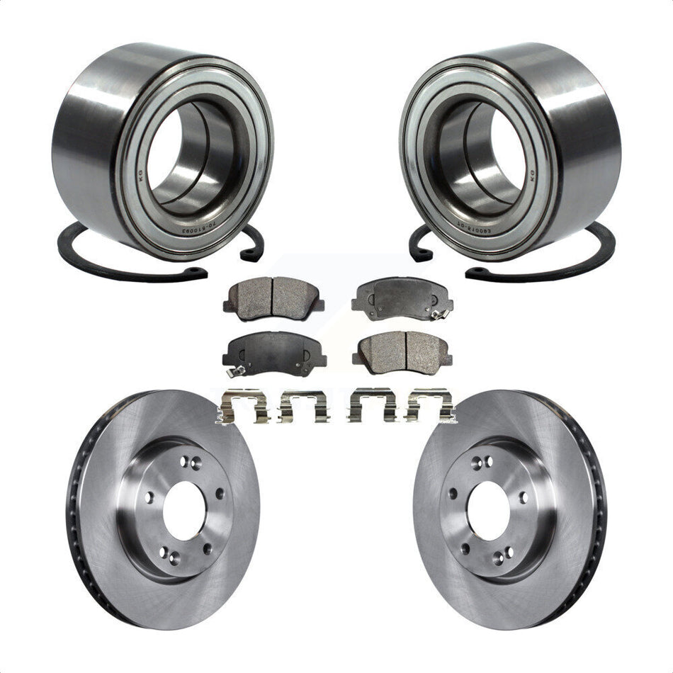 Front Wheel Bearing With Disc Brake Rotors And Semi-Metallic Pads Kit For 2014 Kia Forte5 EX KBB-102392 by Transit Auto