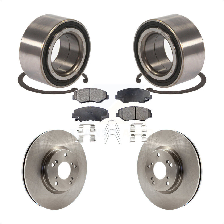 Front Wheel Bearing With Disc Brake Rotors And Semi-Metallic Pads Kit For Honda Civic Acura ILX KBB-102437 by Transit Auto