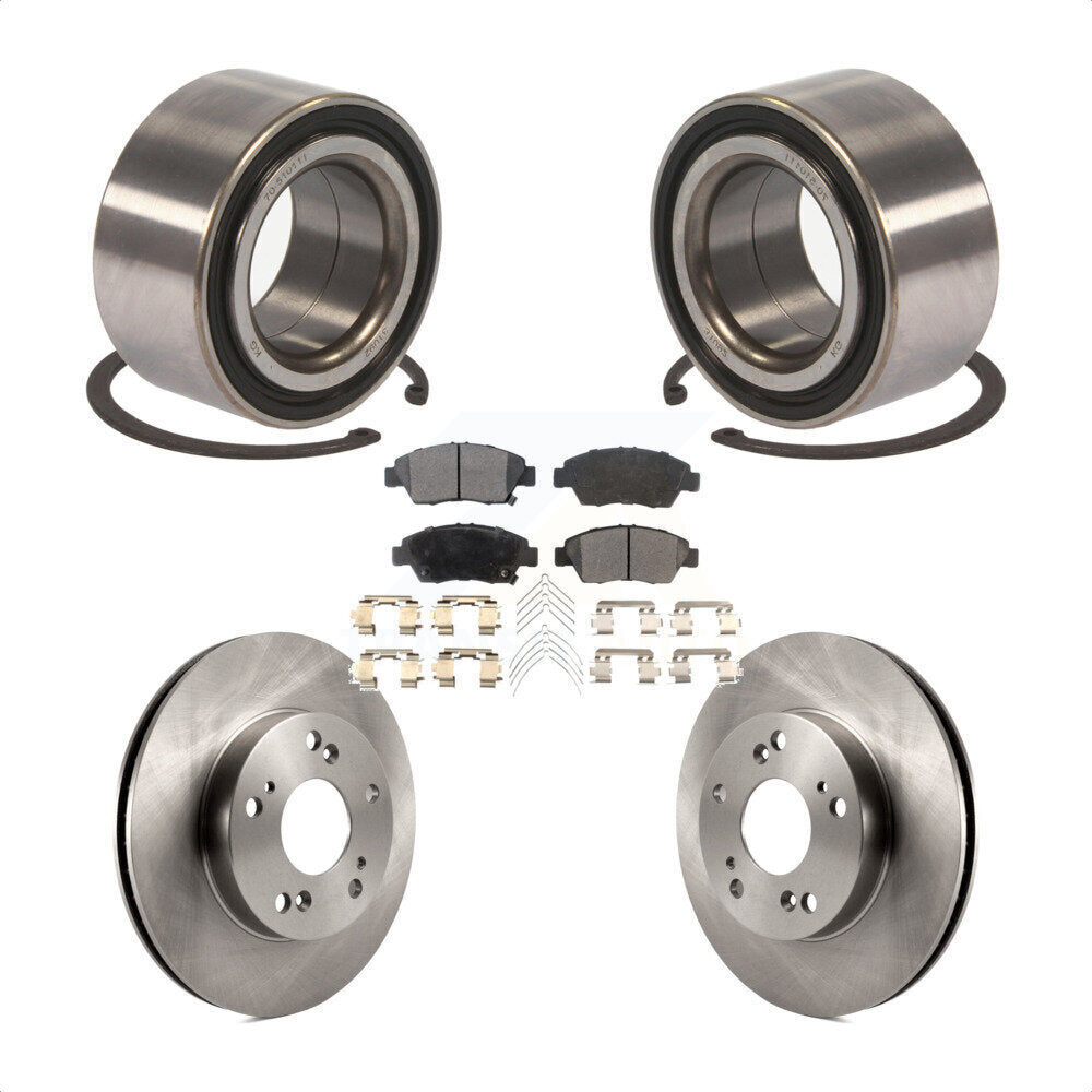 Front Wheel Bearing With Disc Brake Rotors And Semi-Metallic Pads Kit For 2015 Acura ILX 1.5L KBB-102440 by Transit Auto