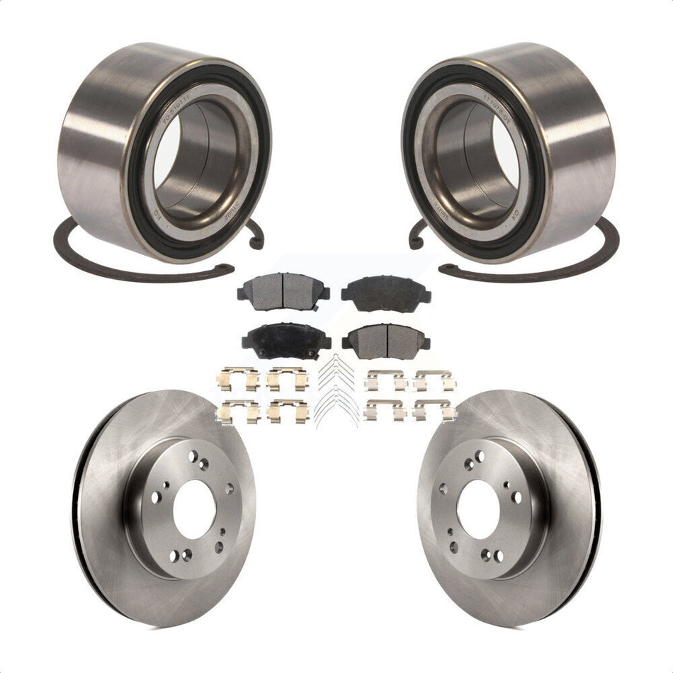 Front Wheel Bearing With Disc Brake Rotors And Semi-Metallic Pads Kit For 2015 Acura ILX 1.5L KBB-102440 by Transit Auto