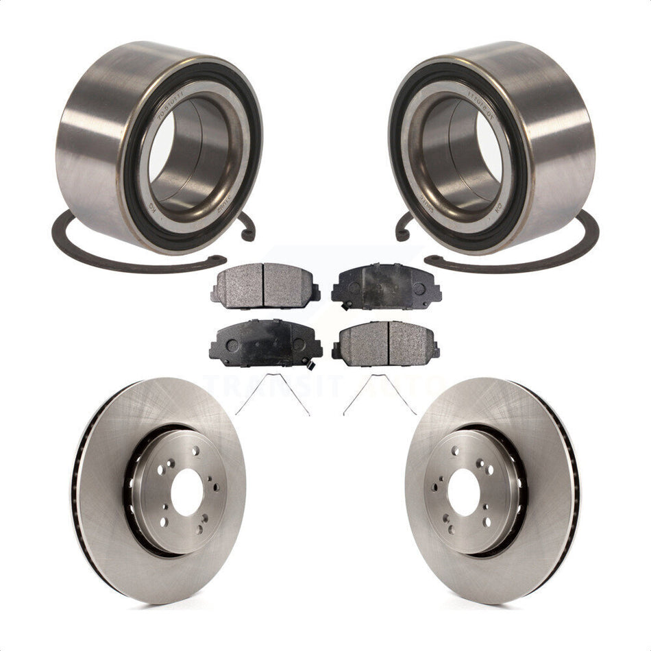 Front Wheel Bearing With Disc Brake Rotors And Semi-Metallic Pads Kit For 2016 Acura ILX KBB-102442 by Transit Auto