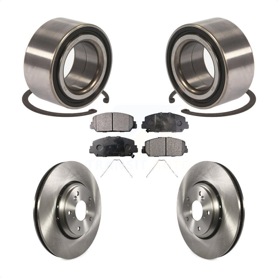 Front Wheel Bearing With Disc Brake Rotors And Semi-Metallic Pads Kit For 2017-2018 Acura ILX KBB-102443 by Transit Auto