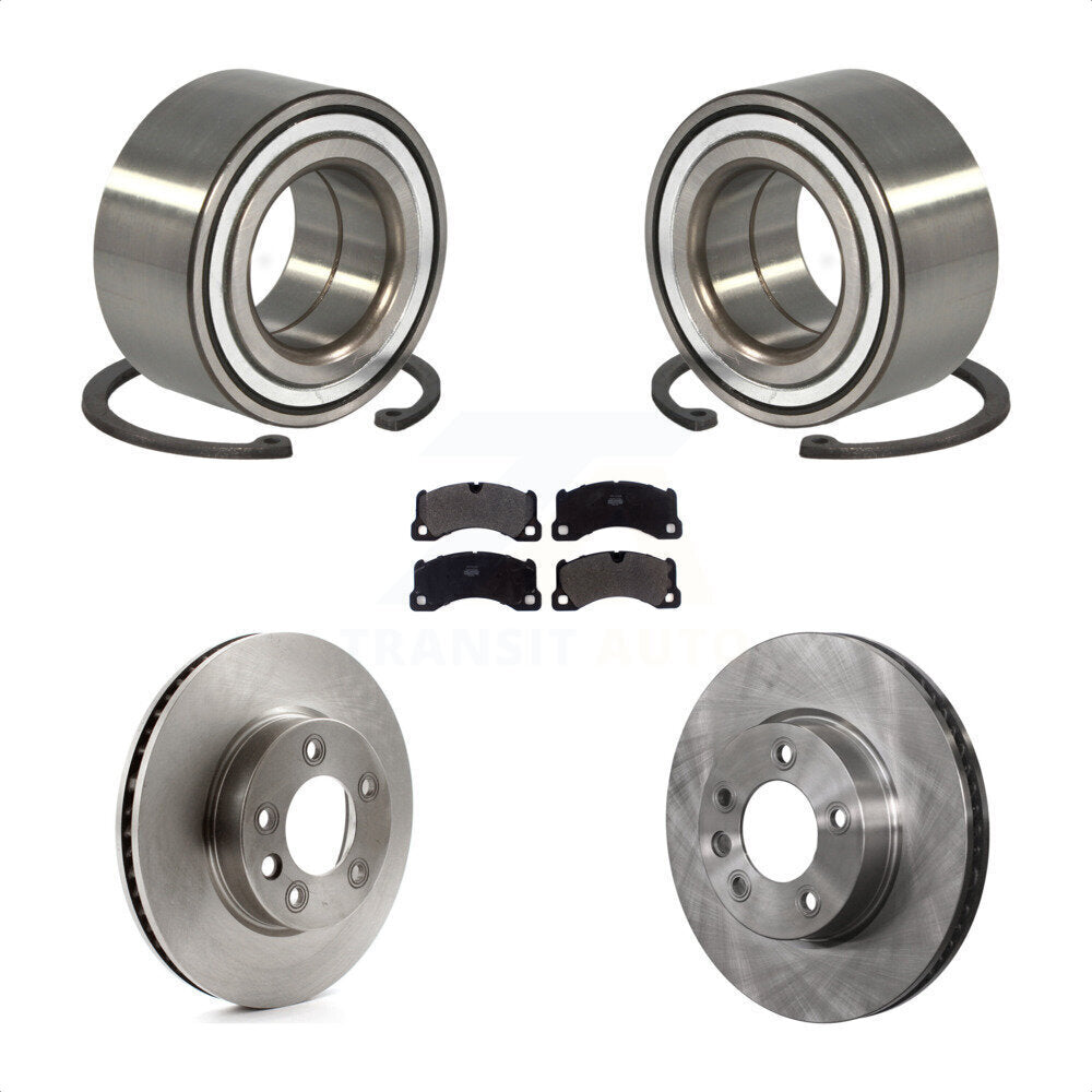 Front Wheel Bearing With Disc Brake Rotors And Semi-Metallic Pads Kit For 2016-2017 Volkswagen Touareg KBB-102496 by Transit Auto