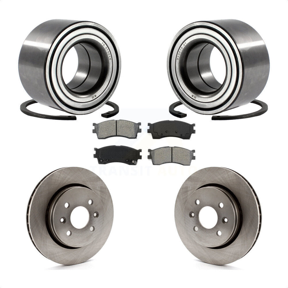 Front Wheel Bearing With Disc Brake Rotors And Semi-Metallic Pads Kit For Kia Spectra KBB-102525 by Transit Auto