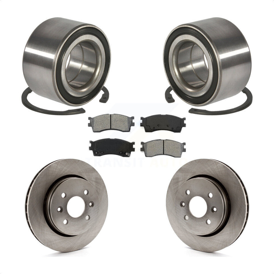 Front Wheel Bearing With Disc Brake Rotors And Semi-Metallic Pads Kit For Kia Spectra KBB-102546 by Transit Auto