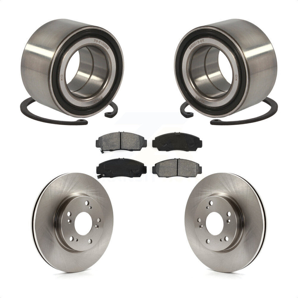 Front Wheel Bearing With Disc Brake Rotors And Semi-Metallic Pads Kit For Honda Civic KBB-102726 by Transit Auto