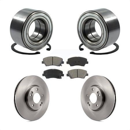 Front Wheel Bearing With Disc Brake Rotors And Semi-Metallic Pads Kit For 2015 Hyundai Veloster Tech RE FLEX SE KBB-102744 by Transit Auto