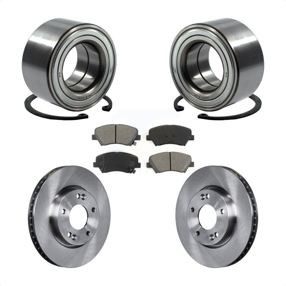 Front Wheel Bearing With Disc Brake Rotors And Semi-Metallic Pads Kit For 2014 Kia Forte5 EX KBB-102747 by Transit Auto