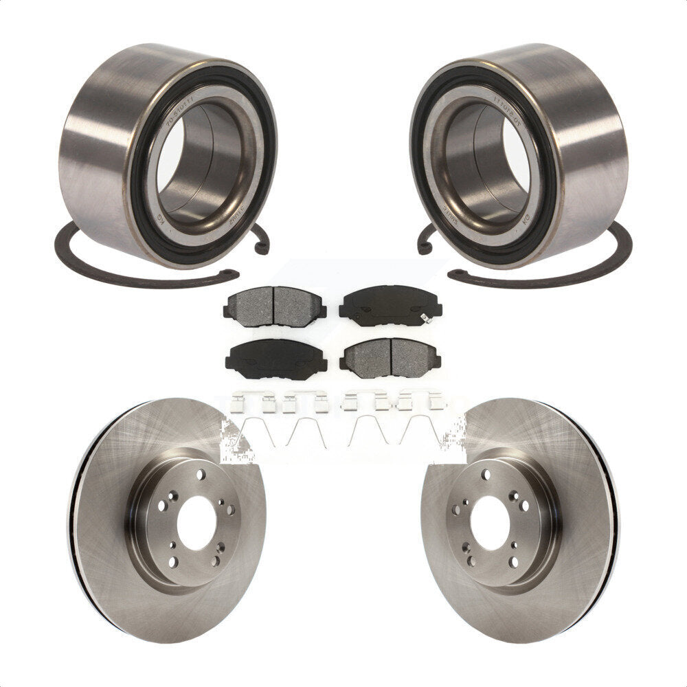 Front Wheel Bearing With Disc Brake Rotors And Semi-Metallic Pads Kit For Honda Civic Acura ILX KBB-102792 by Transit Auto