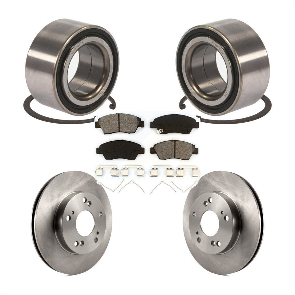 Front Wheel Bearing With Disc Brake Rotors And Semi-Metallic Pads Kit For 2015 Acura ILX 1.5L KBB-102793 by Transit Auto