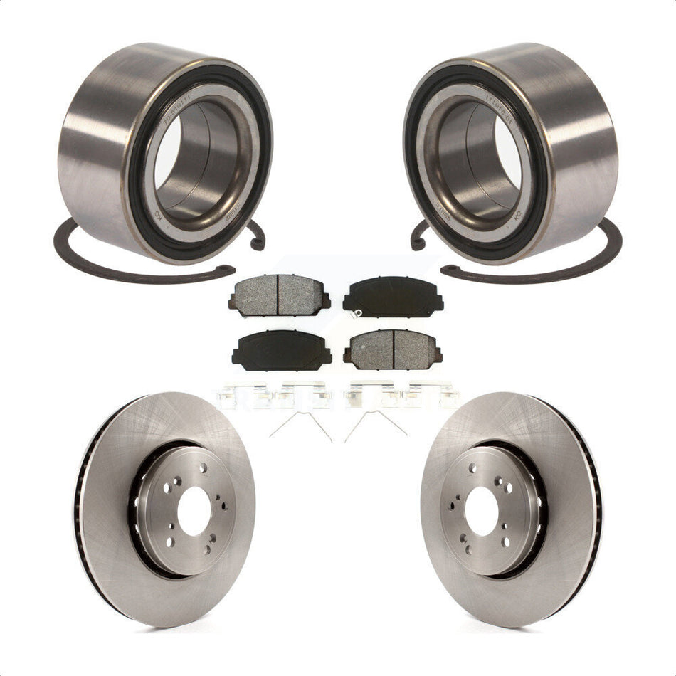 Front Wheel Bearing With Disc Brake Rotors And Semi-Metallic Pads Kit For 2016 Acura ILX KBB-102795 by Transit Auto
