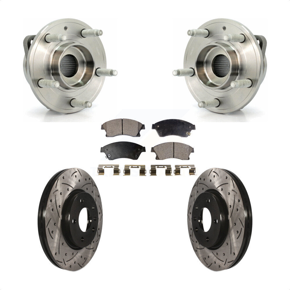 Front Hub Bearing Assembly With Coated Drilled Slotted Disc Brake Rotors And Semi-Metallic Pads Kit For Chevrolet Cruze Buick Verano Volt Orlando KBB-102948 by Transit Auto