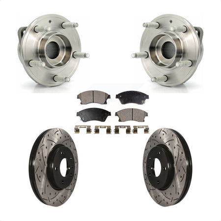Front Hub Bearing Assembly With Coated Drilled Slotted Disc Brake Rotors And Semi-Metallic Pads Kit For Chevrolet Cruze Buick Verano Volt Orlando KBB-102948 by Transit Auto