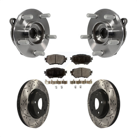 Front Hub Bearing Assembly With Coated Drilled Slotted Disc Brake Rotors And Semi-Metallic Pads Kit For Mazda 3 Sport Vehicles Manufactured In Mexico 2.5L KBB-102974 by Transit Auto