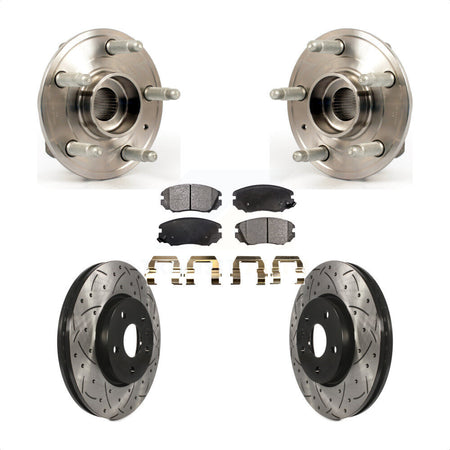 Front Hub Bearing Assembly With Coated Drilled Slotted Disc Brake Rotors And Ceramic Pads Kit For 2018-2019 Chevrolet Impala KBB-103310 by Transit Auto