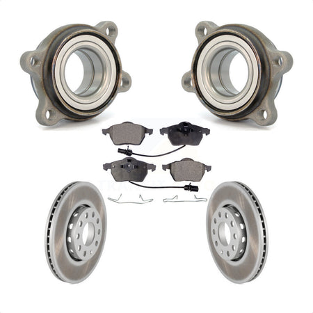 Front Hub Bearing Assembly With Coated Disc Brake Rotors And Semi-Metallic Pads Kit For Audi A4 Quattro A6 288mm Diameter Rotor KBB-103448 by Transit Auto