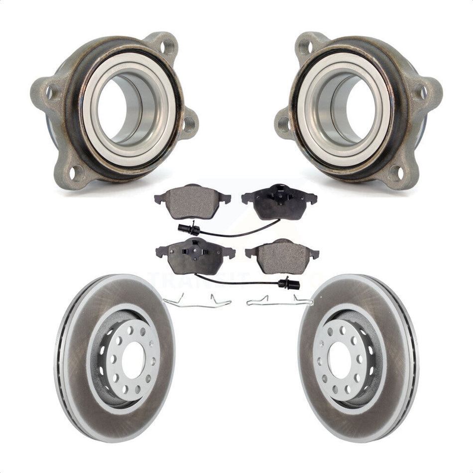Front Hub Bearing Assembly With Coated Disc Brake Rotors And Semi-Metallic Pads Kit For Audi A4 Quattro A6 S4 S6 KBB-103449 by Transit Auto
