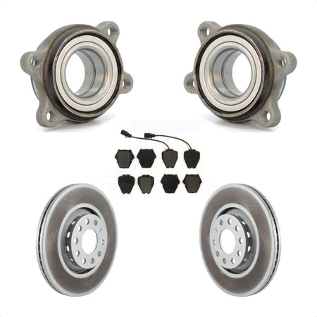 Front Hub Bearing Assembly With Coated Disc Brake Rotors And Semi-Metallic Pads Kit For 2000 Audi A8 Quattro 323mm Diameter Rotor KBB-103450 by Transit Auto
