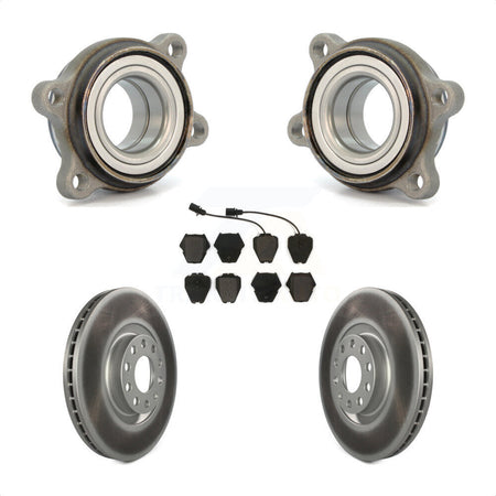 Front Hub Bearing Assembly With Coated Disc Brake Rotors And Semi-Metallic Pads Kit For 2003 Audi A6 321mm Diameter Rotor Dual Piston Caliper KBB-103452 by Transit Auto