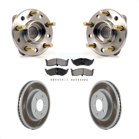 Front Hub Bearing Assembly With Coated Disc Brake Rotors And Semi-Metallic Pads Kit For Chrysler Dodge Intrepid 300M Concorde LHS KBB-103475 by Transit Auto