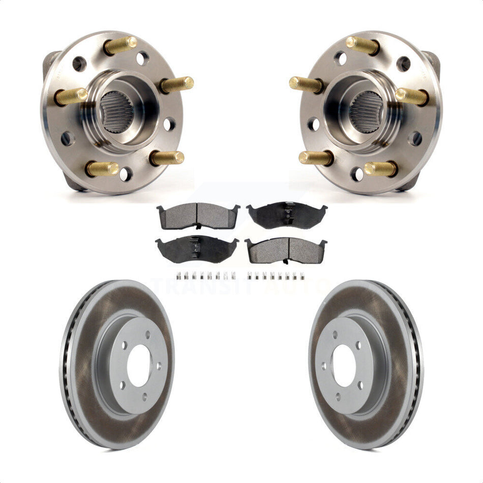 Front Hub Bearing Assembly With Coated Disc Brake Rotors And Semi-Metallic Pads Kit For Chrysler Dodge Intrepid 300M Concorde LHS KBB-103475 by Transit Auto