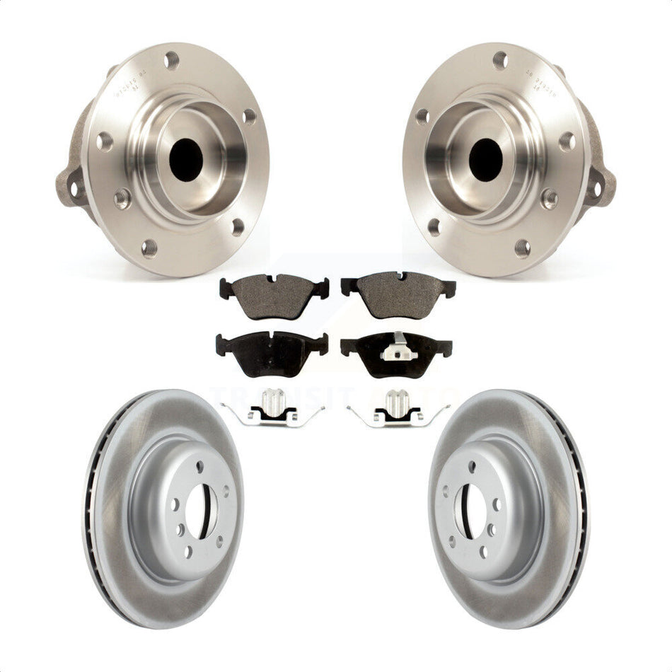 Front Hub Bearing Assembly With Coated Disc Brake Rotors And Semi-Metallic Pads Kit For 2011 BMW 528i Without Performance Brakes 330mm Diameter Rotor KBB-103542 by Transit Auto