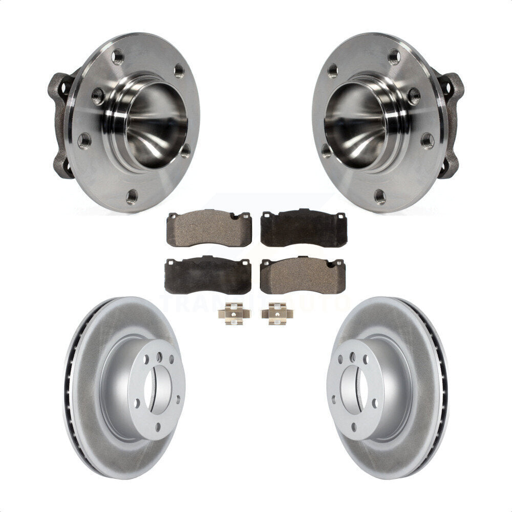 Front Hub Bearing Assembly With Coated Disc Brake Rotors And Semi-Metallic Pads Kit For 2006-2007 BMW 323i 338mm Diameter Rotor KBB-103596 by Transit Auto