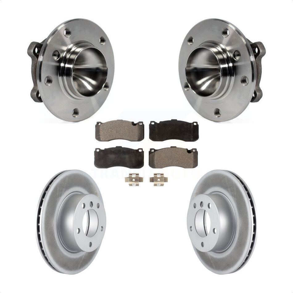 Front Hub Bearing Assembly With Coated Disc Brake Rotors And Semi-Metallic Pads Kit For 2006-2007 BMW 323i 338mm Diameter Rotor KBB-103596 by Transit Auto