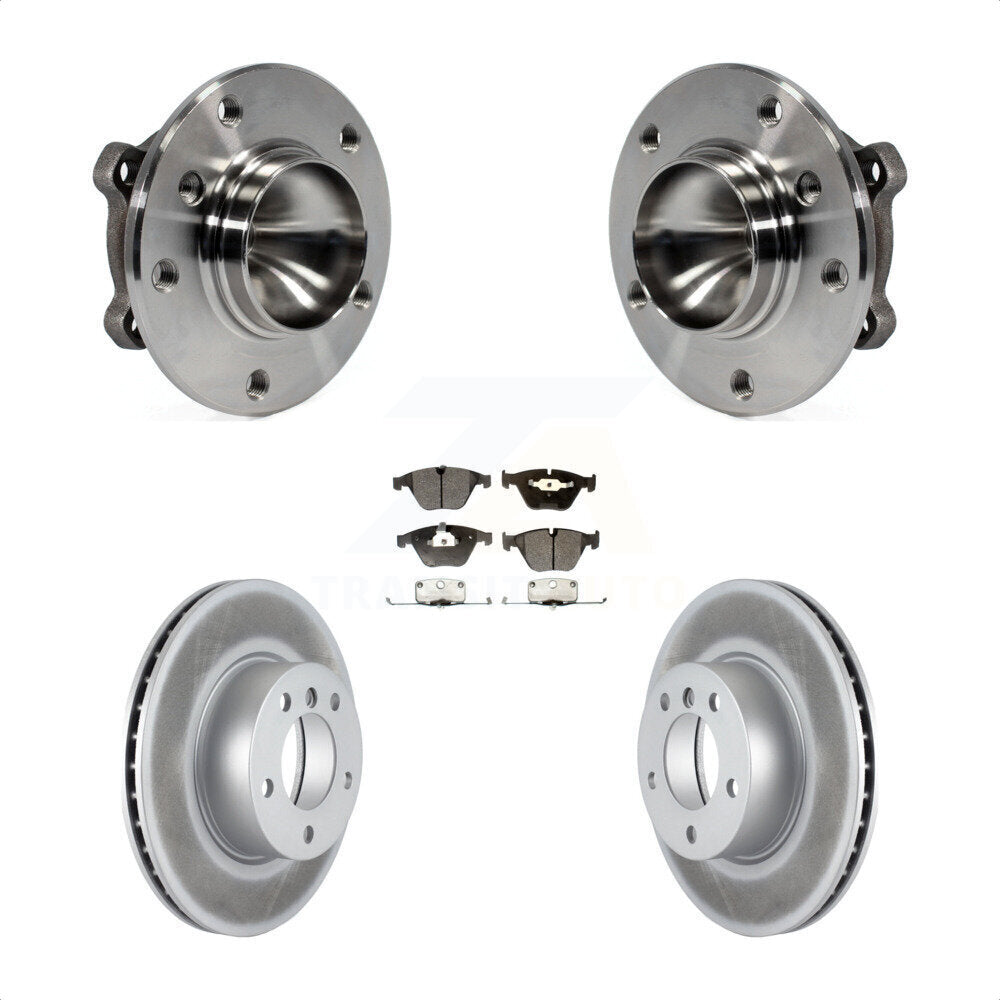 Front Hub Bearing Assembly With Coated Disc Brake Rotors And Semi-Metallic Pads Kit For 2007 BMW 323i 312mm Diameter Rotor KBB-103597 by Transit Auto