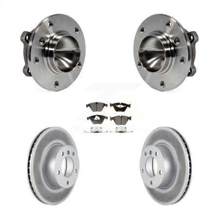 Front Hub Bearing Assembly With Coated Disc Brake Rotors And Semi-Metallic Pads Kit For 2007 BMW 323i 312mm Diameter Rotor KBB-103597 by Transit Auto