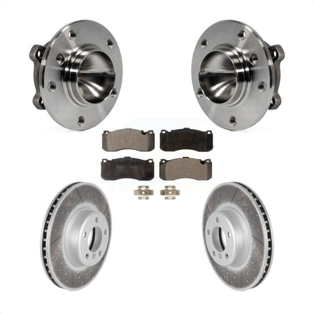 Front Hub Bearing Assembly With Coated Disc Brake Rotors And Semi-Metallic Pads Kit For 2013 BMW 328i 3.0L 340mm Diameter Rotor KBB-103603 by Transit Auto