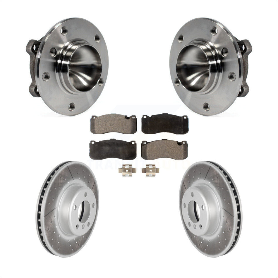 Front Hub Bearing Assembly With Coated Disc Brake Rotors And Semi-Metallic Pads Kit For 2013 BMW 328i 3.0L 340mm Diameter Rotor KBB-103603 by Transit Auto