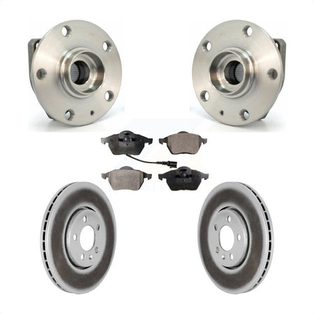 Front Hub Bearing Assembly With Coated Disc Brake Rotors And Semi-Metallic Pads Kit For 2006 Volkswagen Golf 1.8L KBB-103611 by Transit Auto