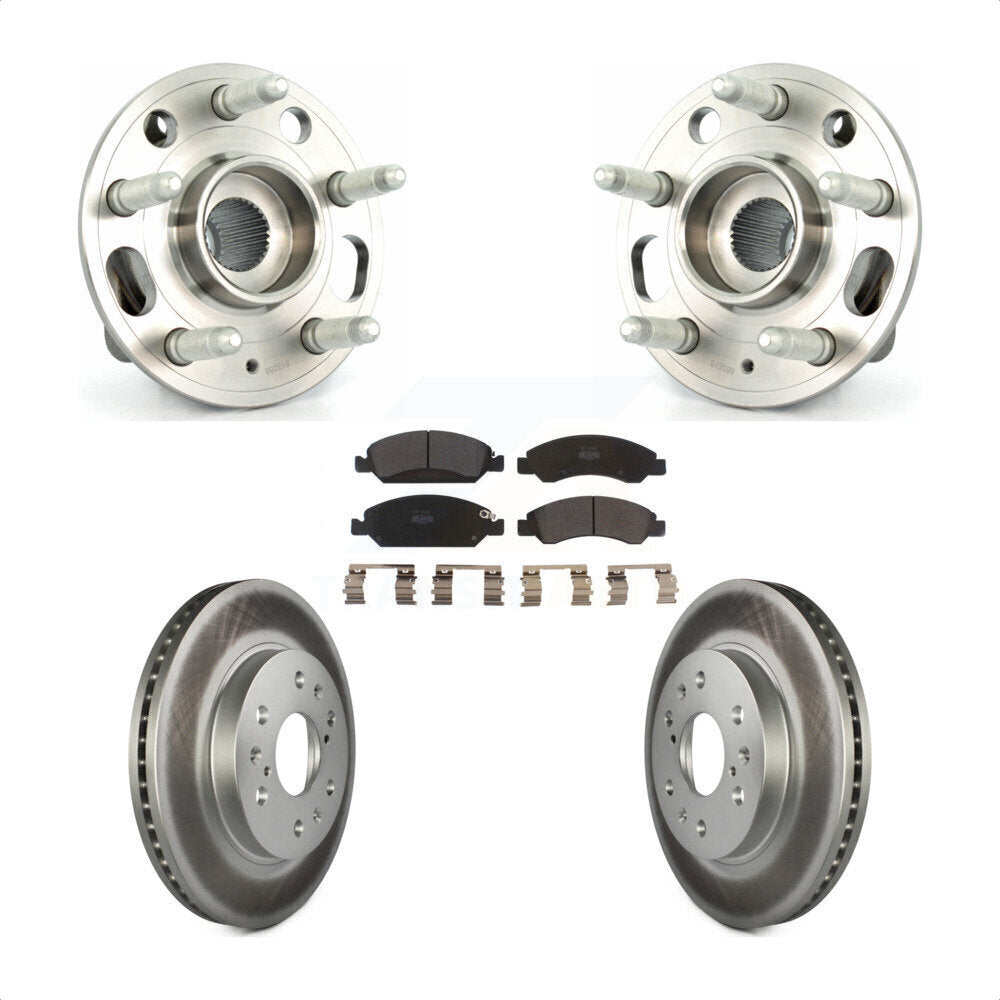 Front Hub Bearing Assembly With Coated Disc Brake Rotors And Semi-Metallic Pads Kit For Cadillac XTS 6 Lug Wheels Heavy Duty Brakes KBB-103658 by Transit Auto