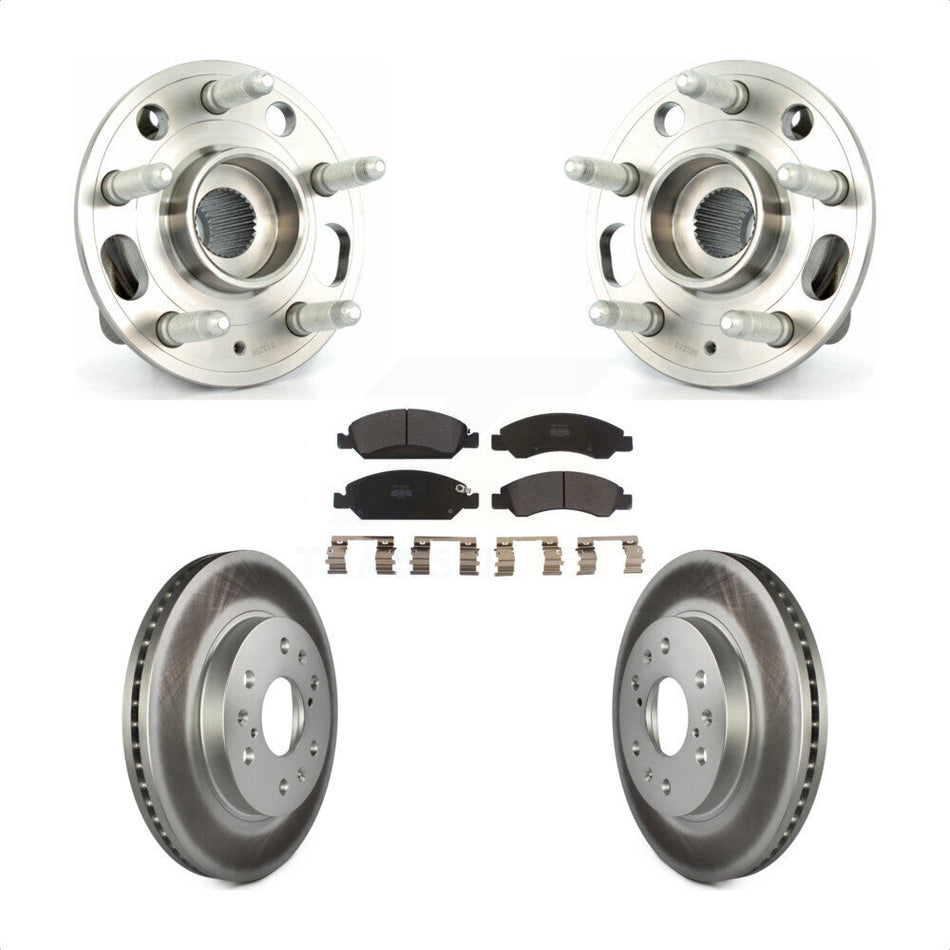 Front Hub Bearing Assembly With Coated Disc Brake Rotors And Semi-Metallic Pads Kit For Cadillac XTS 6 Lug Wheels Heavy Duty Brakes KBB-103658 by Transit Auto