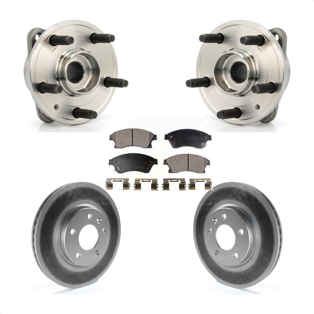 Front Hub Bearing Assembly With Coated Disc Brake Rotors And Semi-Metallic Pads Kit For 2014-2015 Chevrolet Cruze DIESEL engine 15" Factory Wheels KBB-103699 by Transit Auto