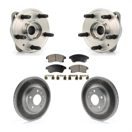 Front Hub Bearing Assembly With Coated Disc Brake Rotors And Semi-Metallic Pads Kit For 2014-2015 Chevrolet Cruze DIESEL engine 15" Factory Wheels KBB-103699 by Transit Auto