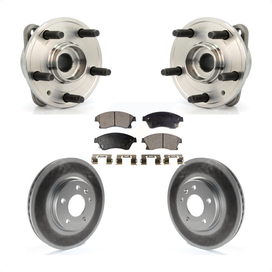 Front Hub Bearing Assembly With Coated Disc Brake Rotors And Semi-Metallic Pads Kit For 2014-2015 Chevrolet Cruze DIESEL engine 15" Factory Wheels KBB-103699 by Transit Auto
