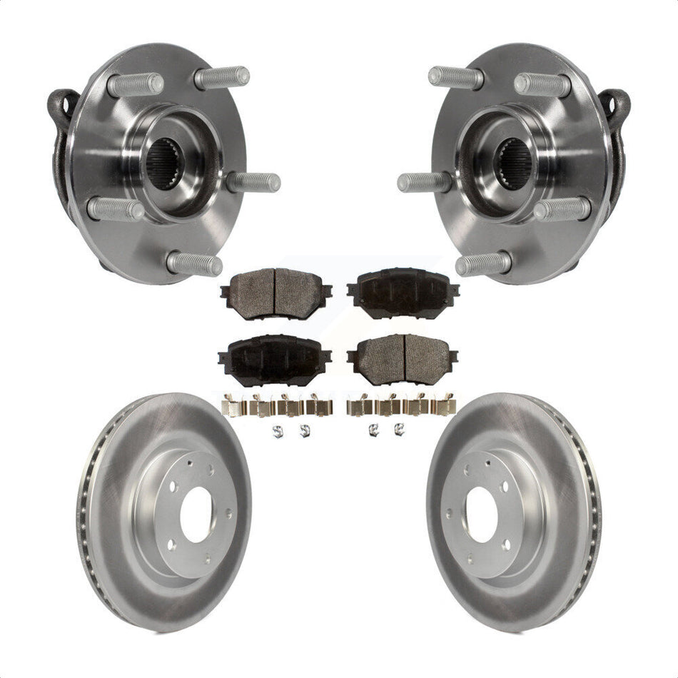 Front Hub Bearing Assembly With Coated Disc Brake Rotors And Semi-Metallic Pads Kit For Mazda 3 Sport Vehicles Manufactured In Mexico 2.5L KBB-103746 by Transit Auto